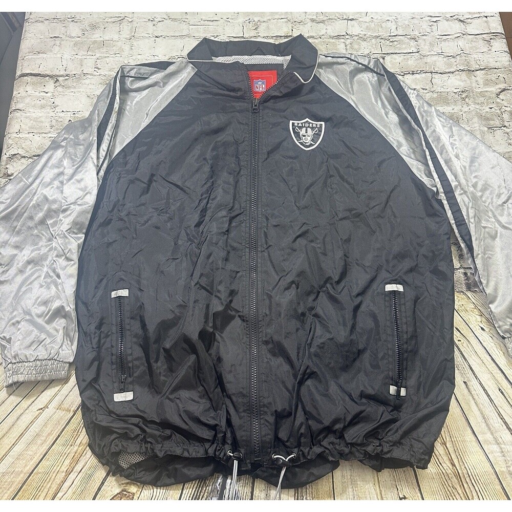 Vintage NFL Oakland Raiders Jacket Men’s Sz. 2XL Black‎ Windbreaker Outdoor